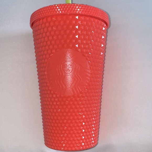Starbucks Dragon Fruit Hot Pink Studded Tumbler w/Yellow Straw - Picture 1 of 7